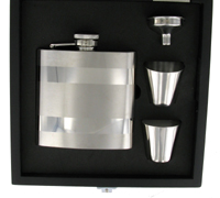FLC12 - 6oz Flask Set Black Wooden Box